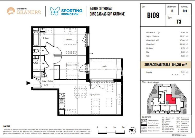 Appartement - 64 m² - 3 pièces