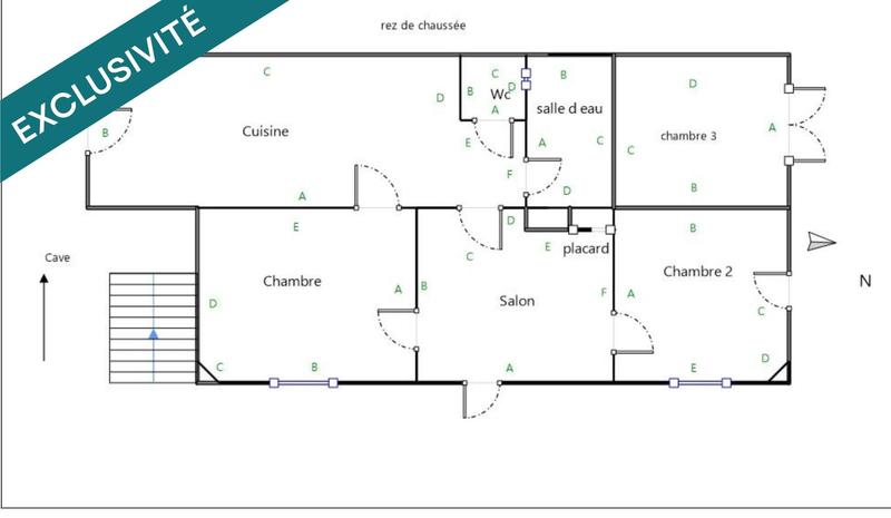 Maison - 80 m² - 3 pièces