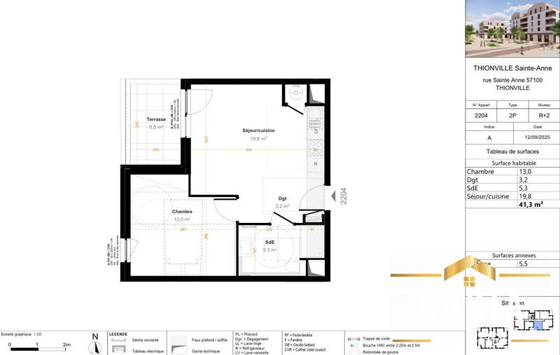 Appartement - 40 m² - 2 pièces