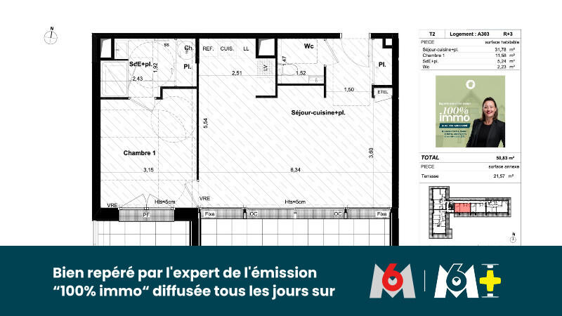 Appartement - 51 m² - 2 pièces