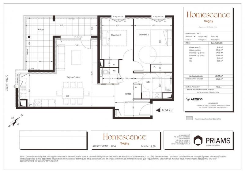 Appartement - 73 m² - 3 pièces