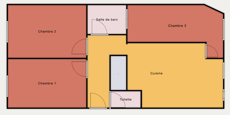 Chambre - 17 m² - 3 pièces