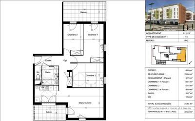 Appartement - 79 m² - 4 pièces