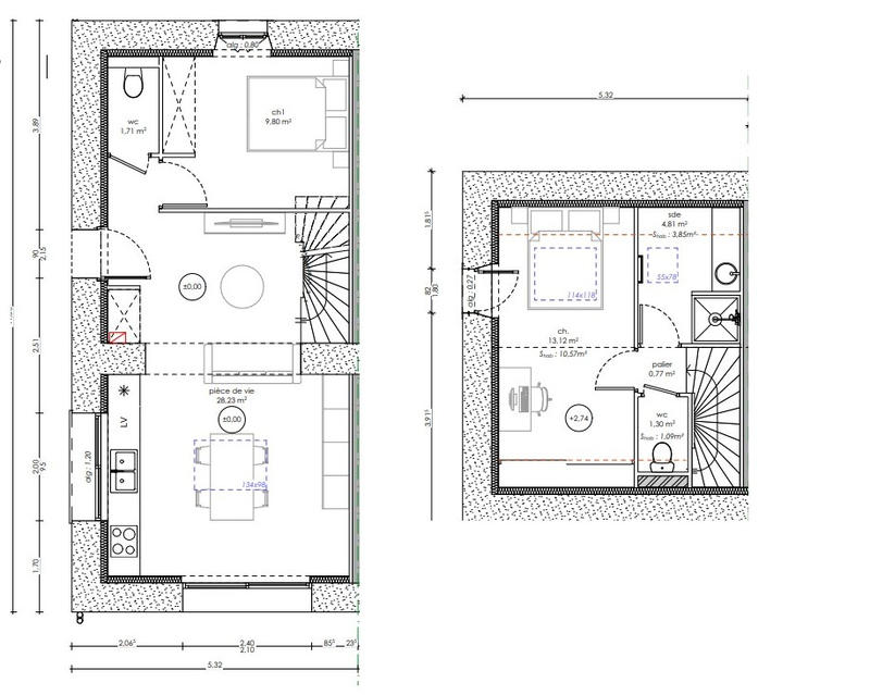 Maison - 60 m² - 3 pièces