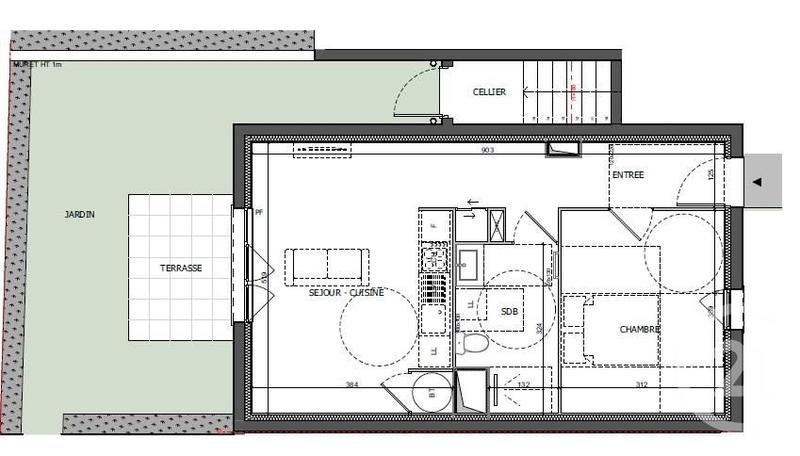 Appartement - 45 m² - 2 pièces