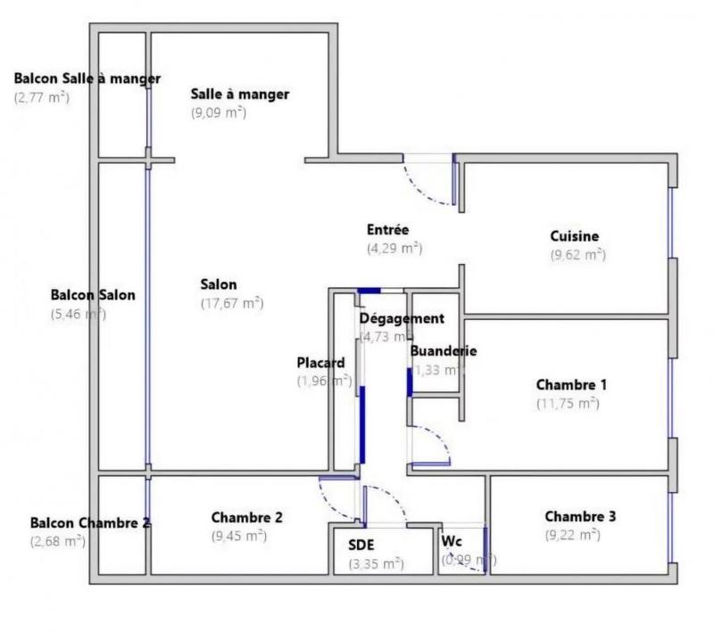 Appartement - 83 m² - 5 pièces