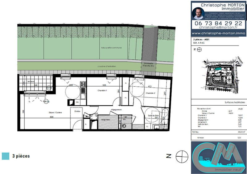 Appartement - 69 m² - 3 pièces
