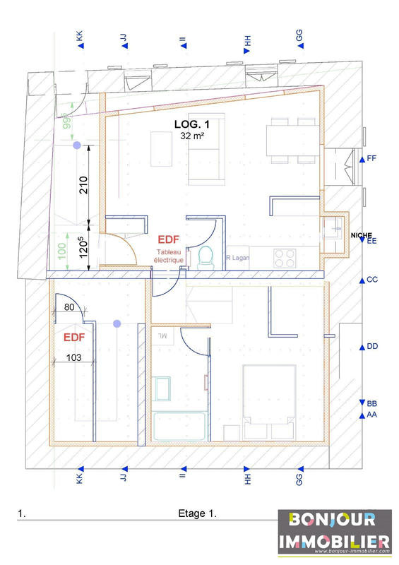 Appartement - 32 m² - 2 pièces