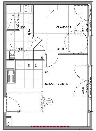 Appartement - 42 m² - 2 pièces