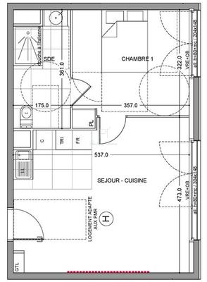 Appartement - 42 m² - 2 pièces
