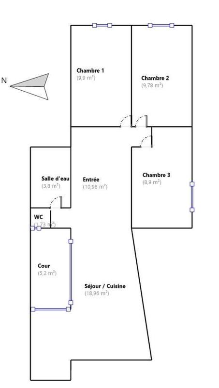 Appartement - 64 m² - 4 pièces