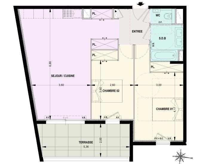 Appartement - 66 m² - 3 pièces