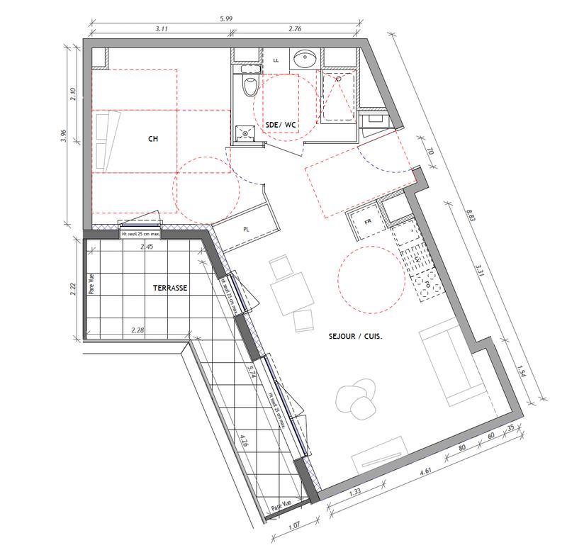 Appartement - 48 m² - 2 pièces