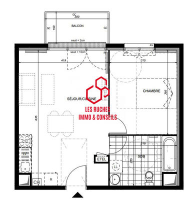 Appartement - 45 m² - 2 pièces