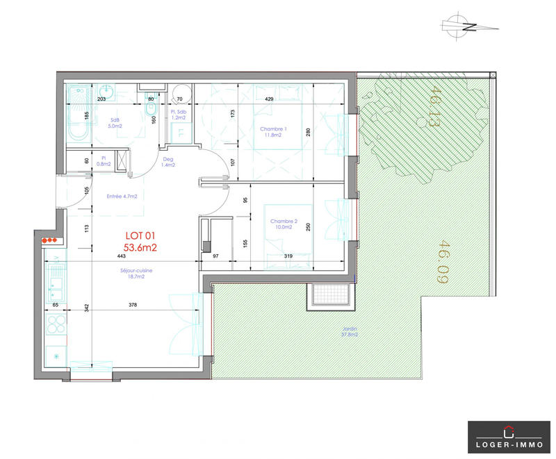 Appartement - 54 m² - 3 pièces