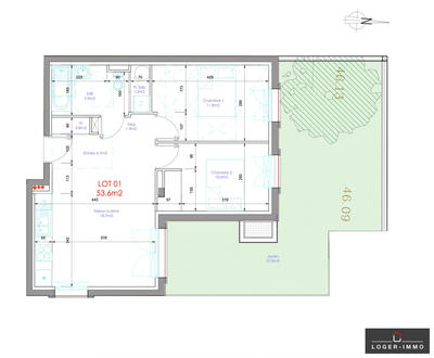 Appartement - 54 m² - 3 pièces