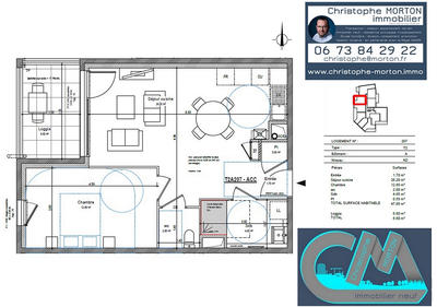 Appartement - 48 m² - 2 pièces