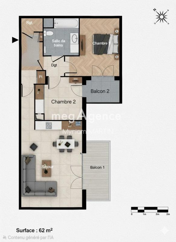 Appartement - 64 m² - 3 pièces