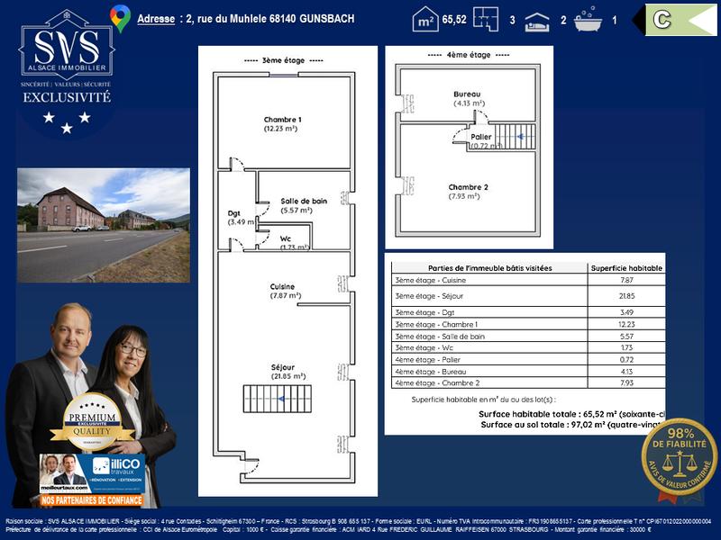 Appartement - 66 m² - 3 pièces