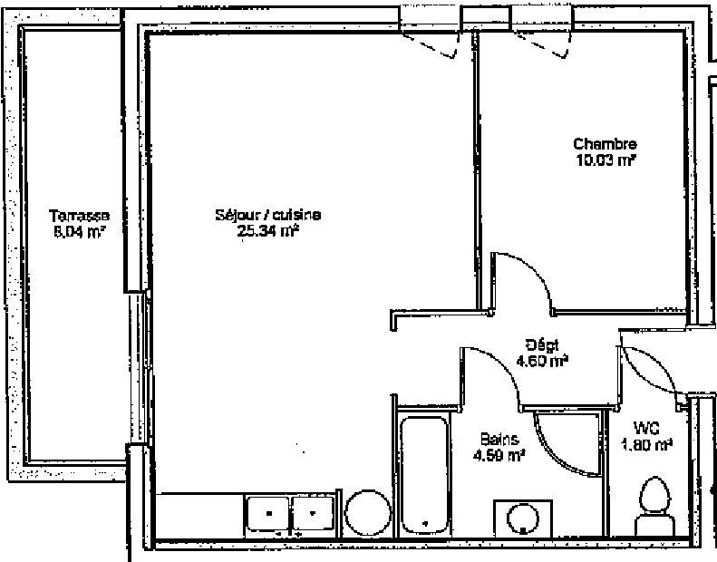 Appartement - 46 m² - 2 pièces