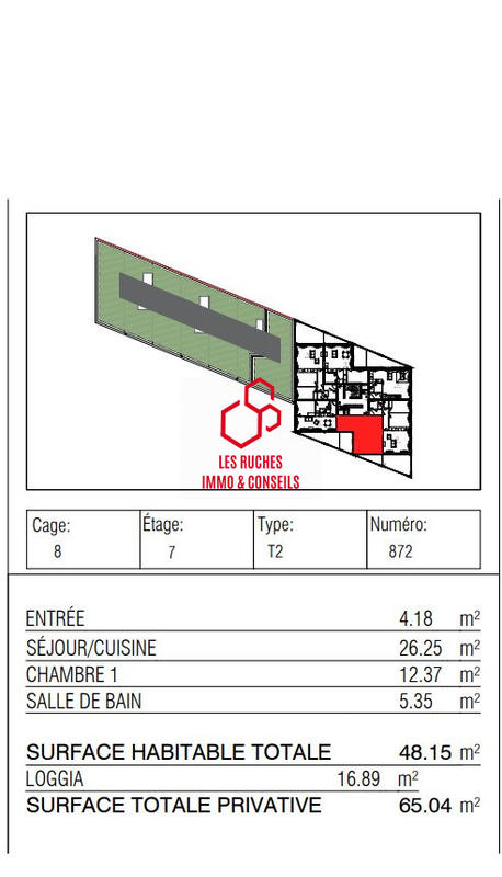 Appartement - 48 m² - 2 pièces