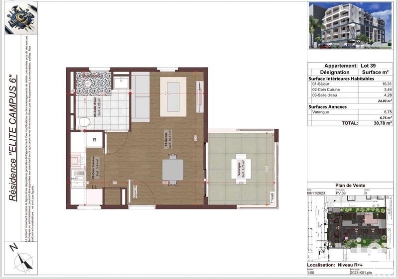 Appartement - 30 m² - 1 pièce