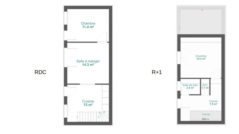 Maison - 65 m² - 3 pièces