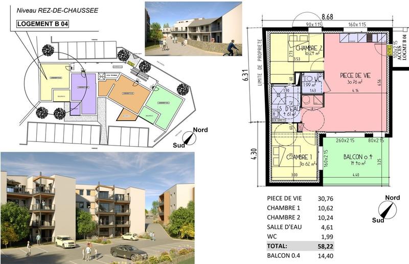Appartement - 58 m² - 3 pièces
