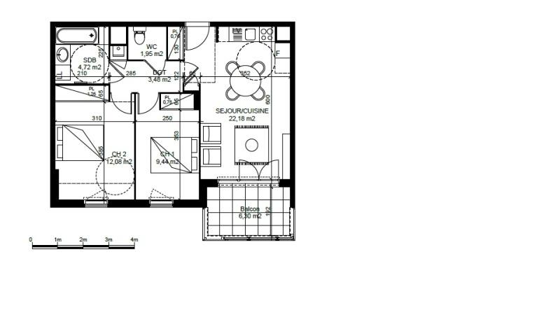 Appartement - 56 m² - 3 pièces