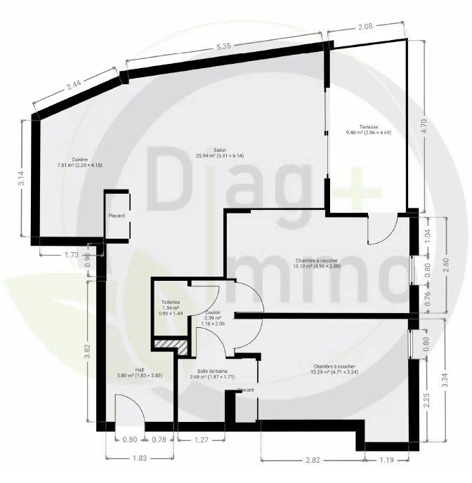 Appartement - 72 m² - 3 pièces