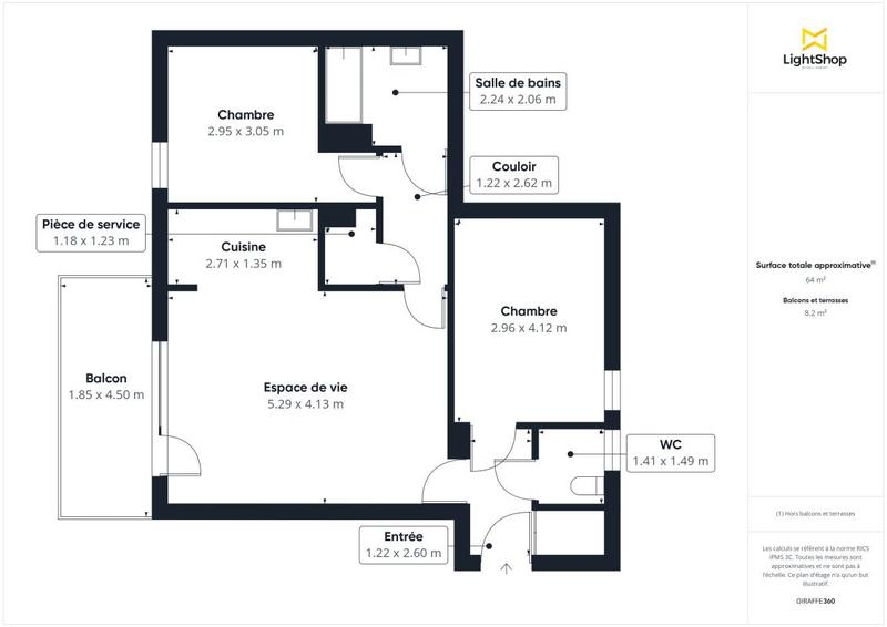 Appartement - 64 m² - 3 pièces