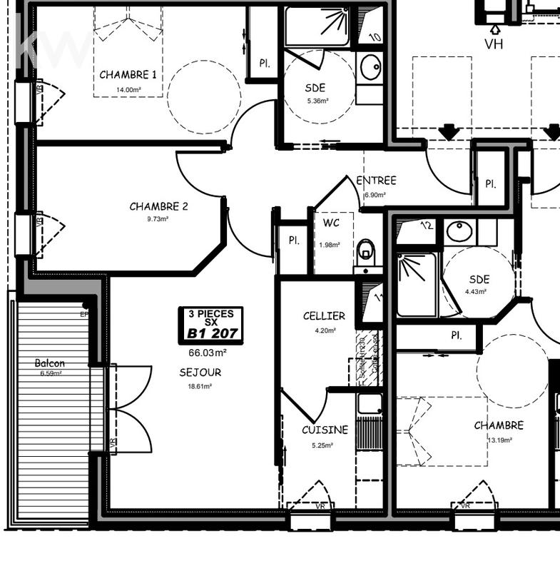 Appartement - 66 m² - 3 pièces