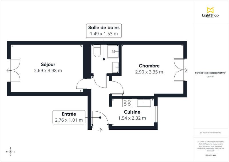 Appartement - 30 m² - 2 pièces