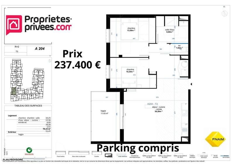 Appartement - 62 m² - 3 pièces