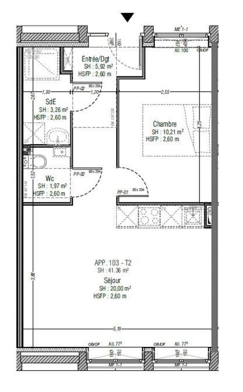 Appartement - 41 m² - 2 pièces
