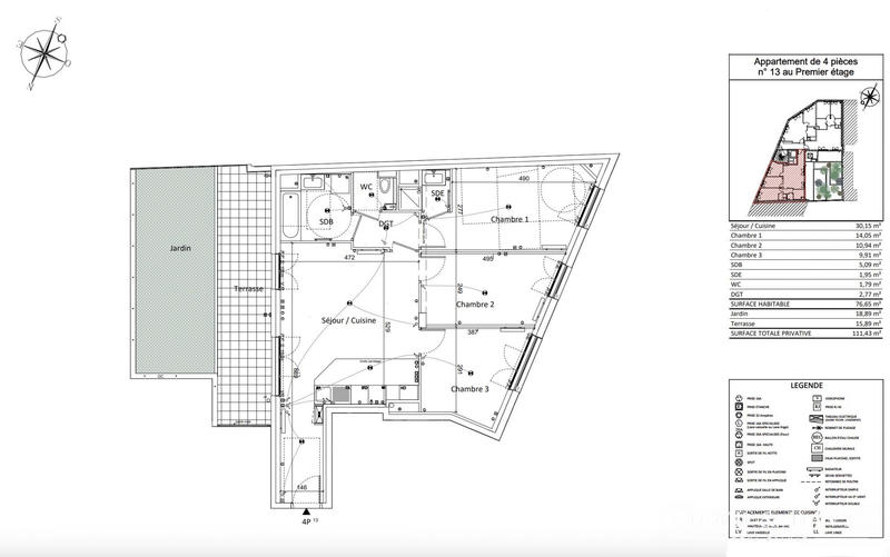 Appartement - 78 m² - 4 pièces