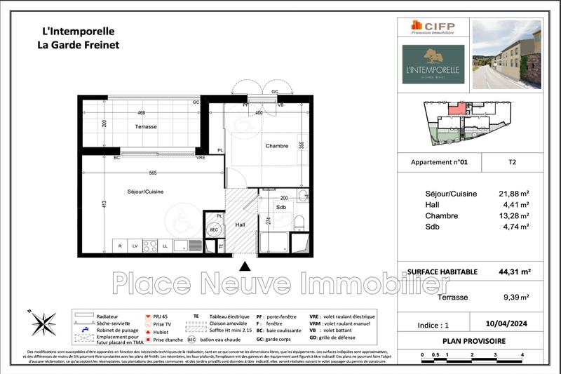 Appartement - 44 m² - 2 pièces