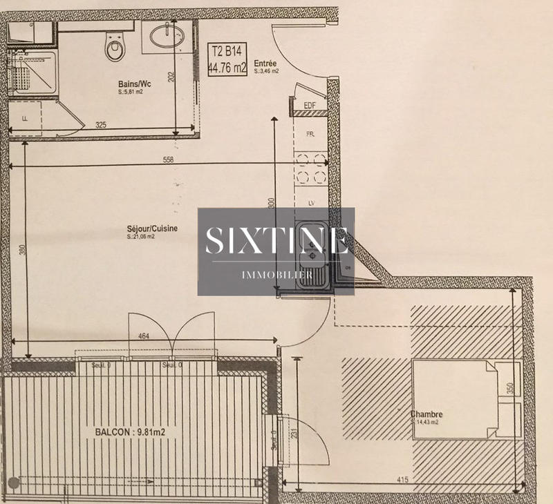 Appartement - 45 m² - 2 pièces