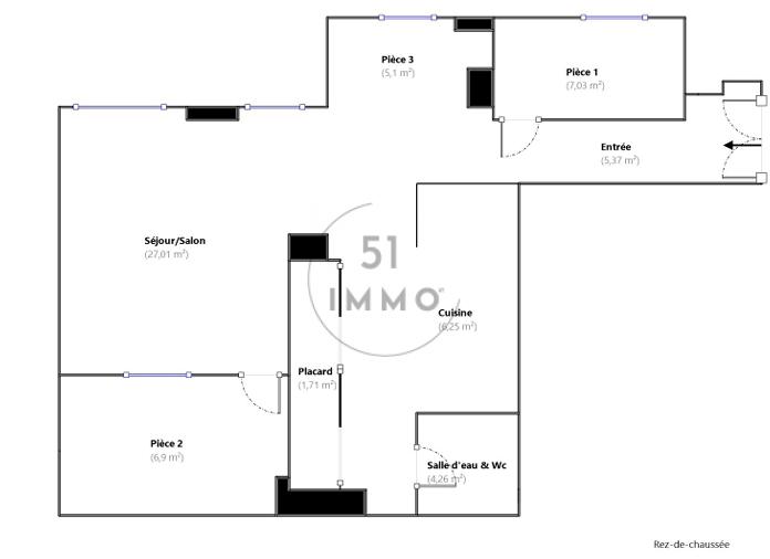 Local commercial - 64 m² - 3 pièces