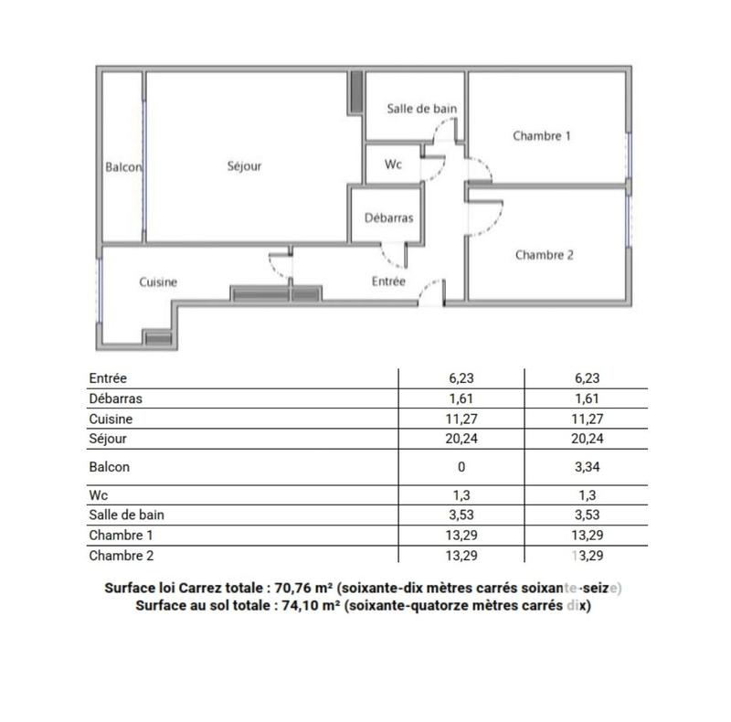 Appartement - 71 m² - 3 pièces