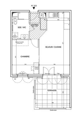Appartement - 43 m² - 2 pièces