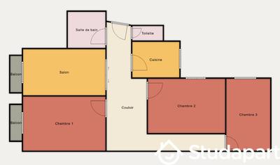 Chambre - 9 m² - 1 pièce