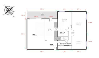 Appartement - 76 m² - 4 pièces