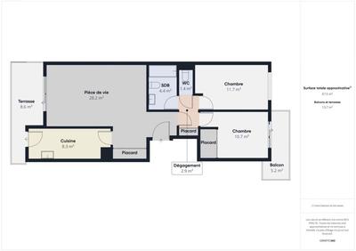 Appartement - 68 m² - 3 pièces