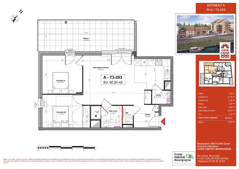 Appartement - 46 m² - 2 pièces