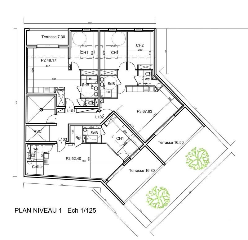 Appartement - 60 m² - 2 pièces
