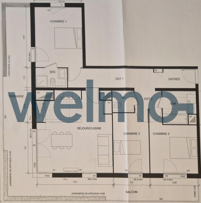 Appartement - 90 m² - 4 pièces