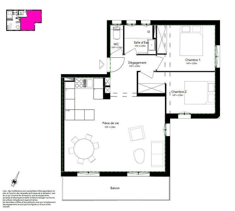 Appartement - 52 m² - 2 pièces