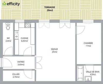 Appartement - 56 m² - 2 pièces