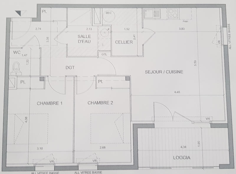 Appartement - 65 m² - 3 pièces